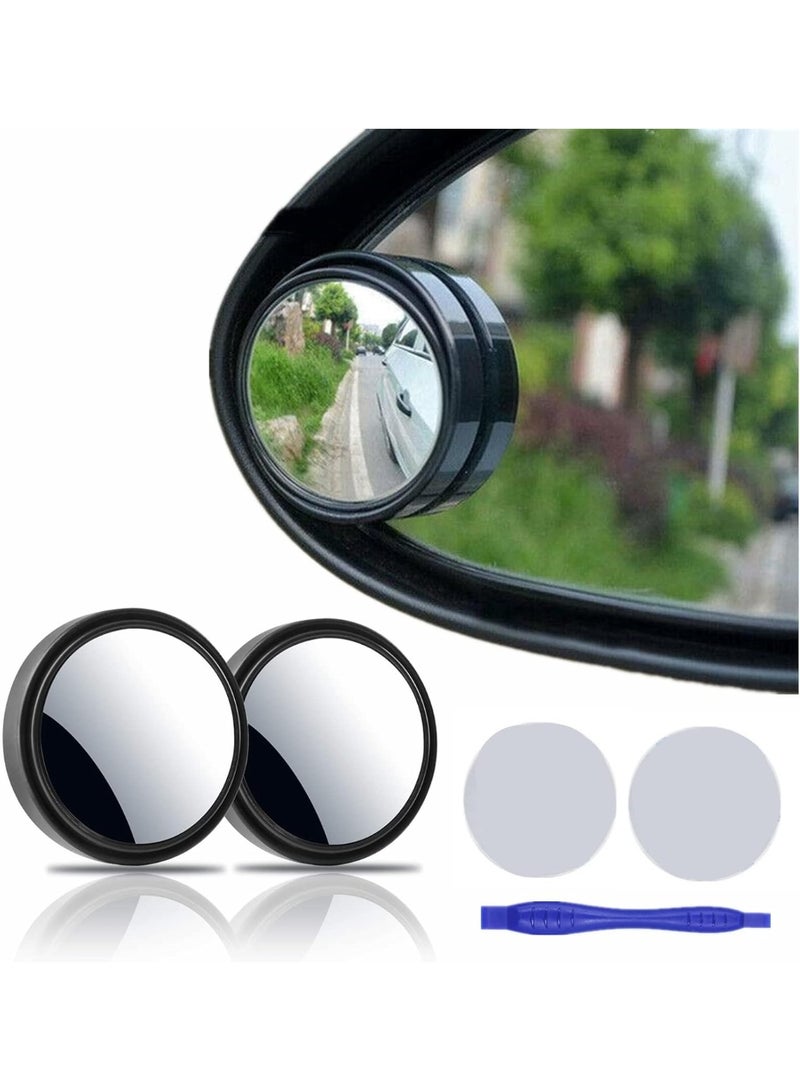 2 أجهزة كمبيوتر شخصية مرايا البقعة العمياء ، 2 "جولة HD زجاجية مقلبة 360 درجة زاوية واسعة جانب مرآة الرؤية الخلفية مع ABS الإسكان للسيارات SUV والشاحنات ، أسود ، حزمة من 2 - Image 1